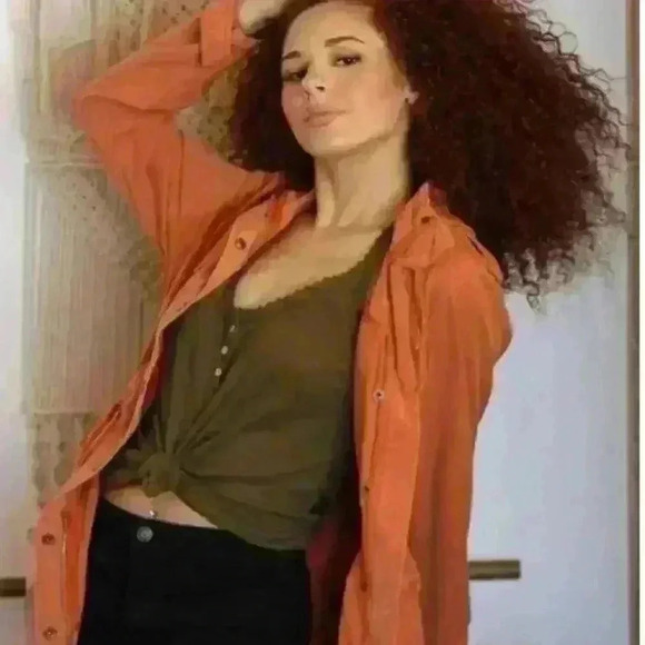 TINSEL Chapleen Canvas Cargo Jacket with Detachable Hood in Burnt Orange $98 - Picture 2 of 16